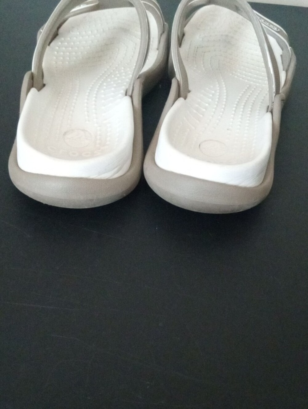 CROCS Women's Brown and Cream Slip-On Sandals Size 6 - Picture 7 of 10